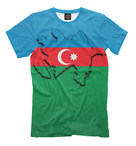 Мужская футболка с изображением Азербайджан цвета Молочно-белый