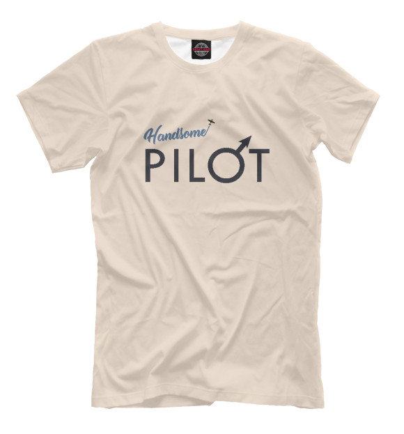 Мужская футболка с изображением Красавец пилот цвета Белый
