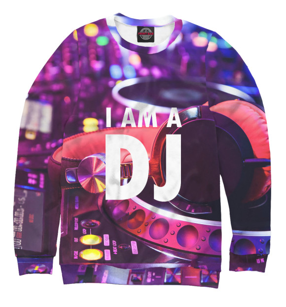 Свитшот для девочек с изображением I am a DJ цвета Белый