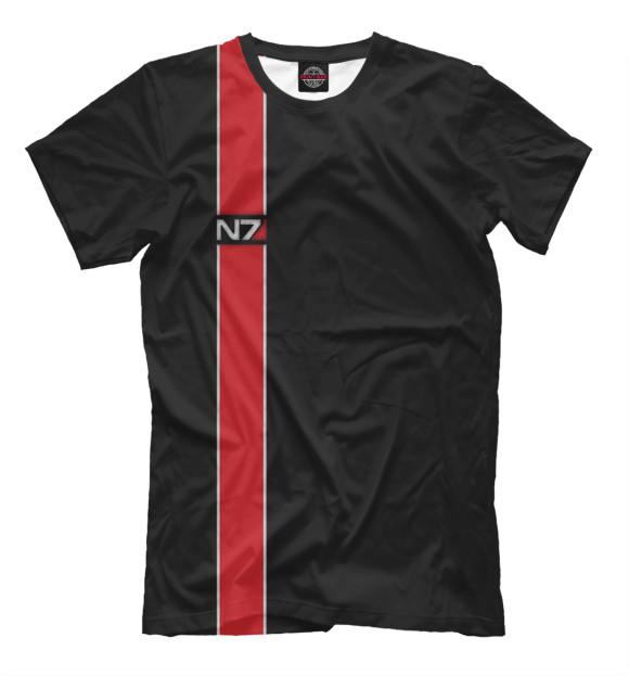 Мужская футболка с изображением Mass effect. N7 цвета Черный