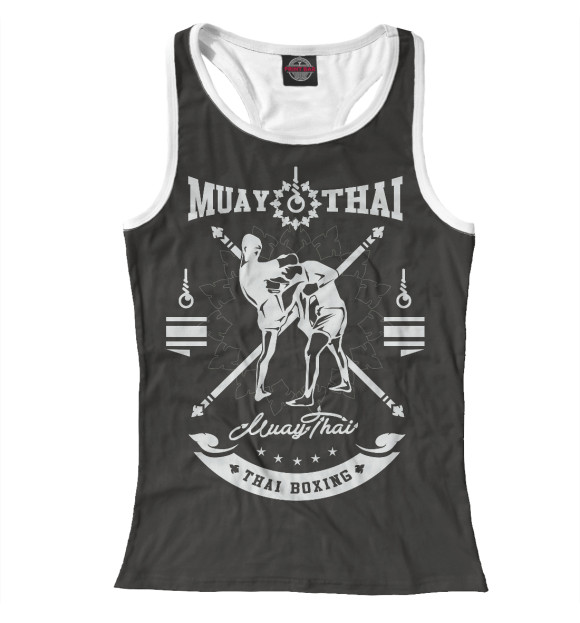Женская майка-борцовка с изображением Muay Thai цвета Белый