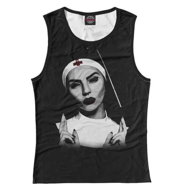 Женская майка с изображением Монашка с артэффектом цвета Белый