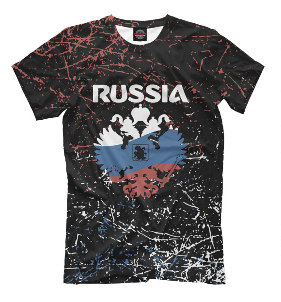 Мужская футболка с изображением RUSSIA цвета Белый