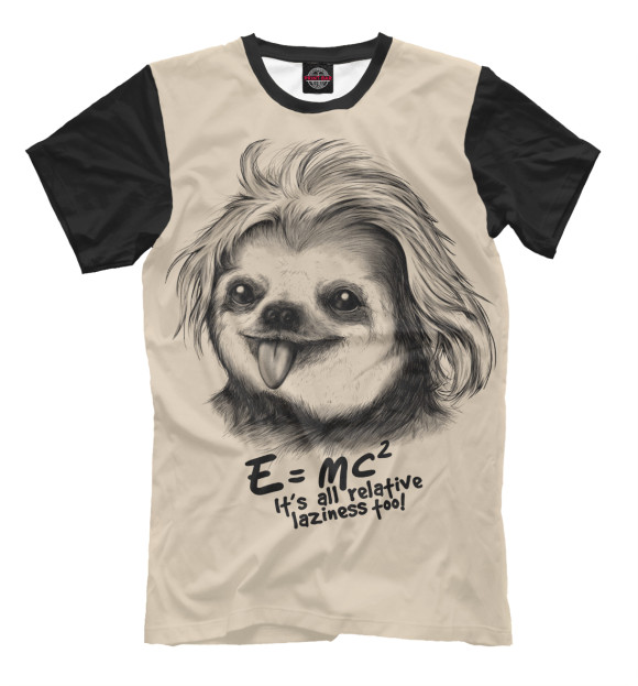 Мужская футболка с изображением Относительный ленивец цвета Бежевый