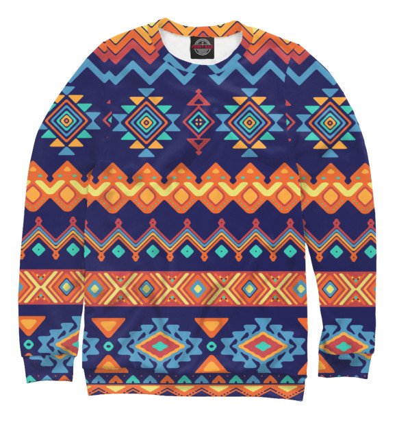 Женский свитшот с изображением Африканский узор цвета Белый