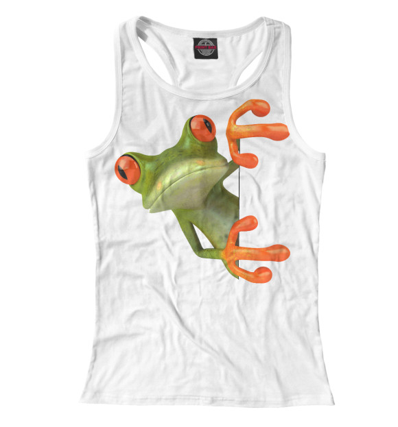 Женская майка-борцовка с изображением Лягушка цвета Белый