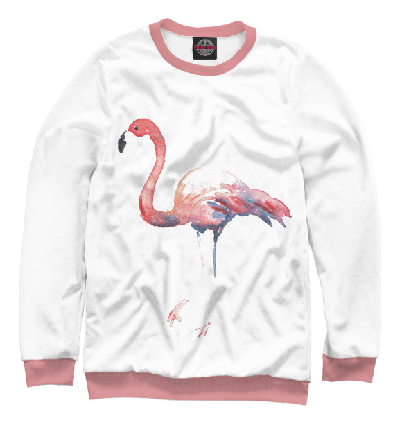 Свитшот для девочек с изображением Розовый фламинго цвета Белый