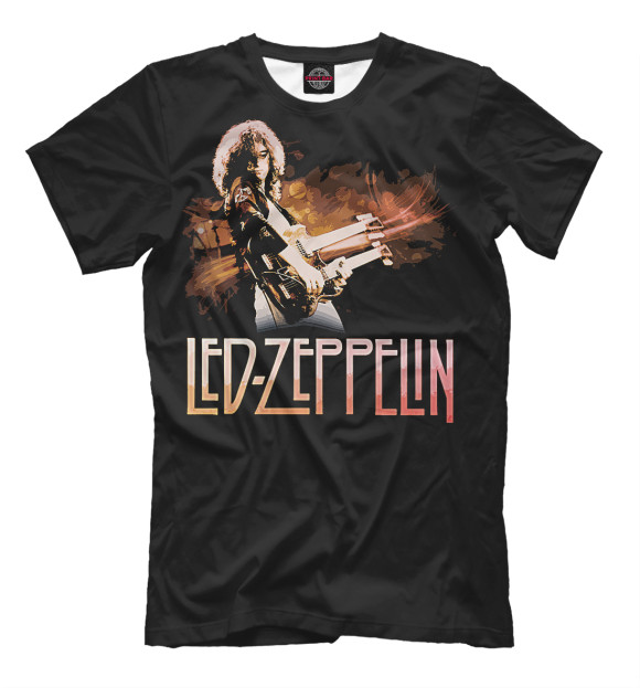 Мужская футболка с изображением Led Zeppelin цвета Черный