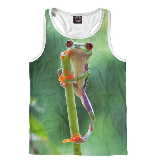 Мужская майка-борцовка с изображением Лягушонок цвета Белый