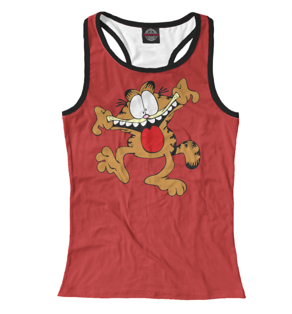 Женская майка-борцовка с изображением Гарфилд цвета Белый