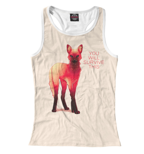 Женская майка-борцовка с изображением лис цвета Белый