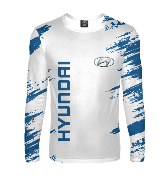 Мужской лонгслив с изображением Hyundai цвета Белый