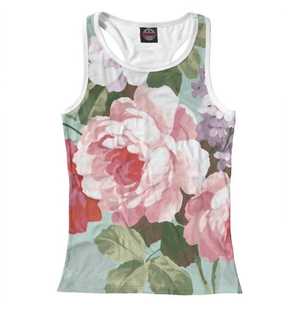 Женская майка-борцовка с изображением Прекрасная роза арт цвета Белый