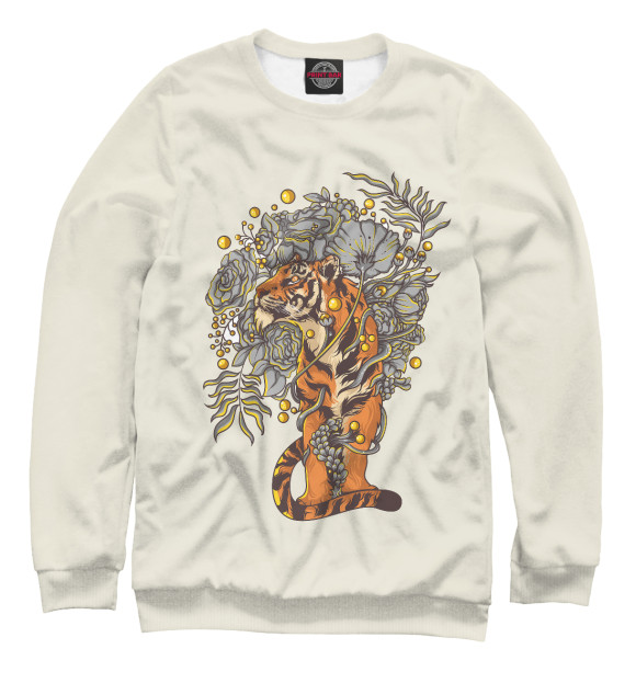 Женский свитшот с изображением Fairy Tailed Tiger цвета Белый