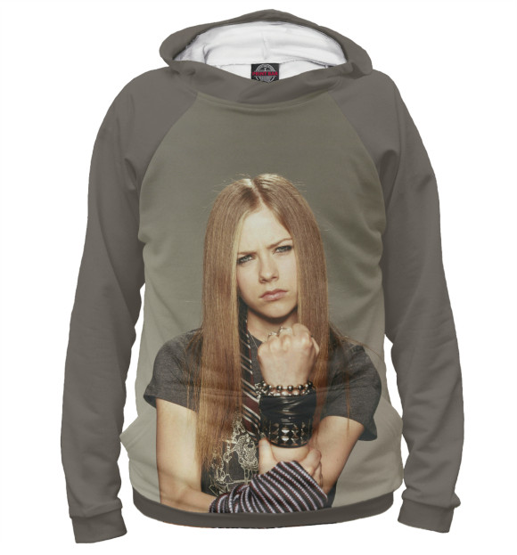 Худи для девочки с изображением Avril Lavigne цвета Белый