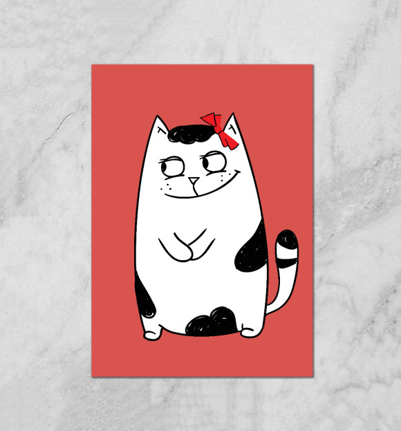 Плакат с изображением Котики цвета Белый