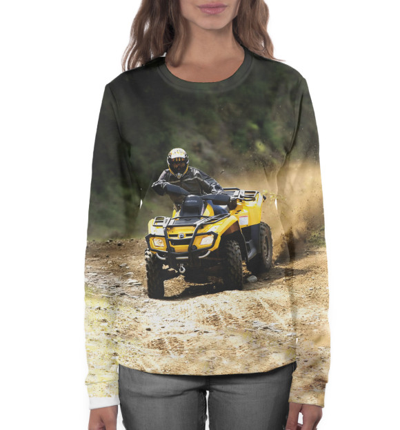 Женский свитшот с изображением Квадроцикл цвета Белый