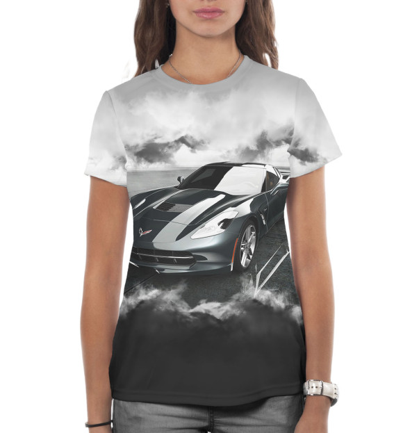 Женская футболка с изображением Chevrolet Corvette цвета Белый