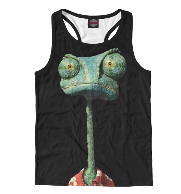 Мужская майка-борцовка с изображением Хамелеон Вася цвета Белый