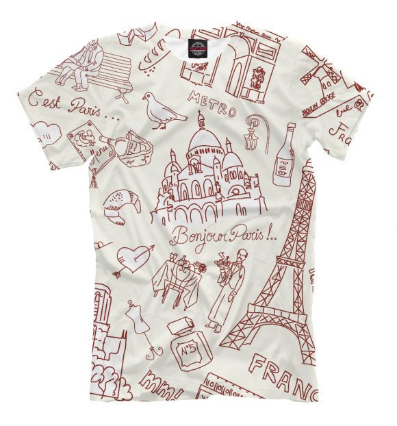 Мужская футболка с изображением В Париж! цвета Молочно-белый