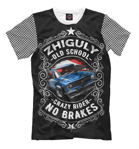 Мужская футболка с изображением Жигули Олдскул цвета Черный