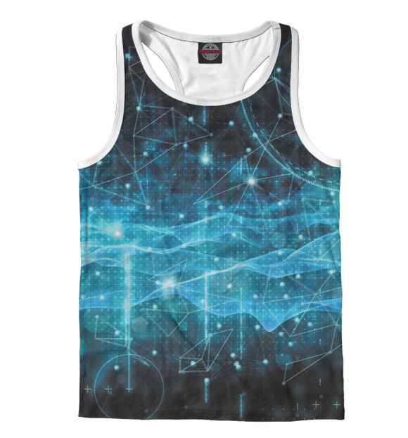 Мужская майка-борцовка с изображением Цифровой туман цвета Белый