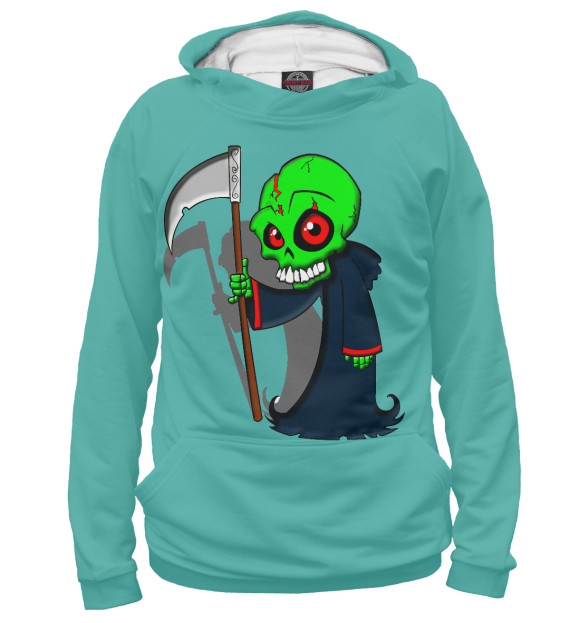 Мужское худи с изображением Grim Reaper цвета Белый