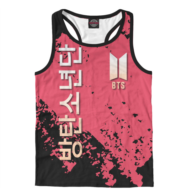 Мужская майка-борцовка с изображением BTS цвета Белый