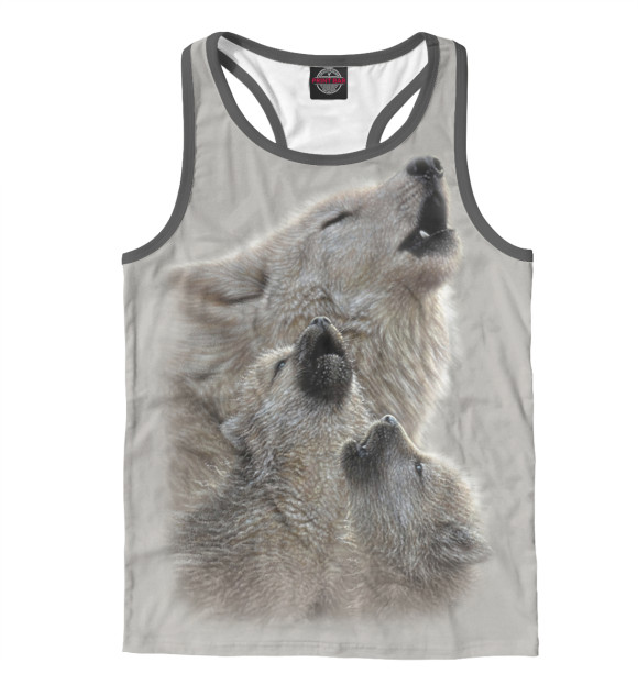 Мужская майка-борцовка с изображением Волки цвета Белый