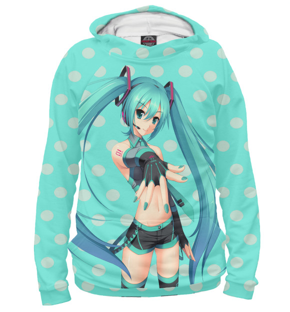Мужское худи с изображением Hatsune Miku цвета Белый