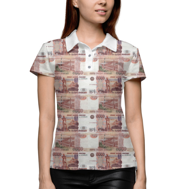 Женское поло с изображением Опять пятёрка цвета Белый