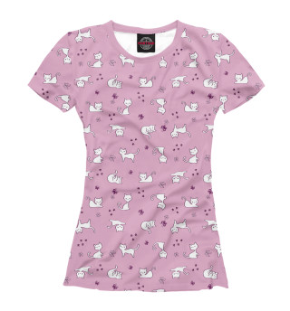 Женская футболка Коты на Розовом
