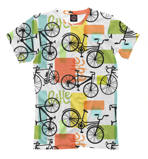 Мужская футболка с изображением Велосипед цвета Молочно-белый