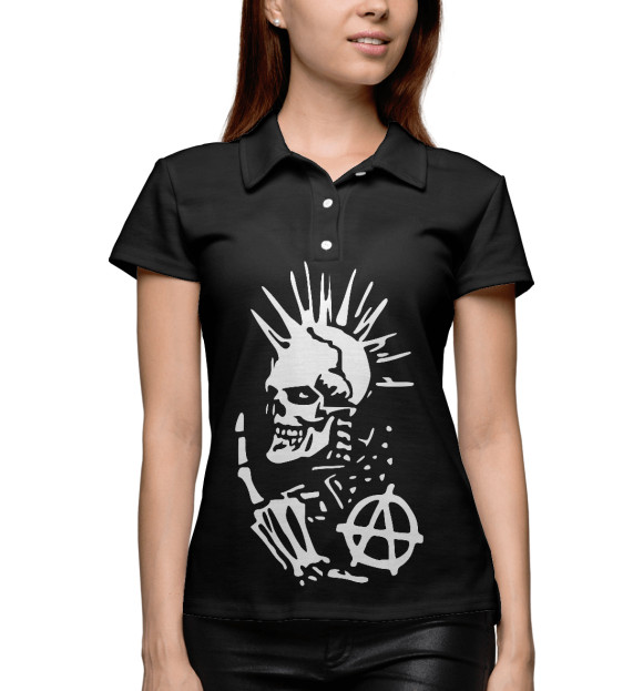 Женское поло с изображением Панк цвета Белый