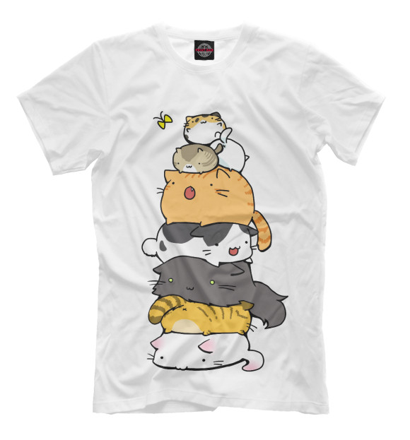 Мужская футболка с изображением Коты цвета Молочно-белый