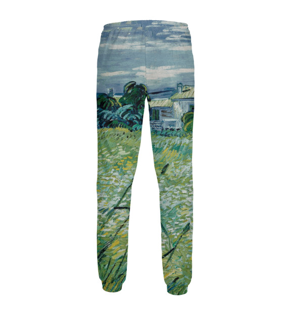 Мужские спортивные штаны с изображением Ван Гог. Зеленое пшеничное поле с кипарисом цвета Белый
