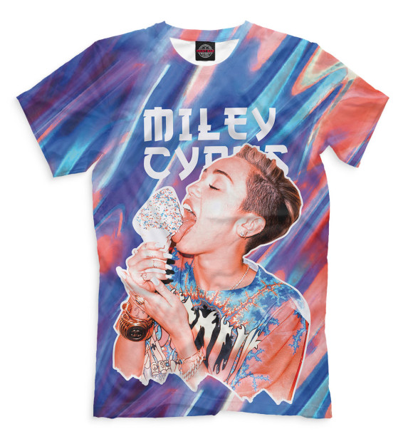 Мужская футболка с изображением Miley Cyrus цвета Молочно-белый