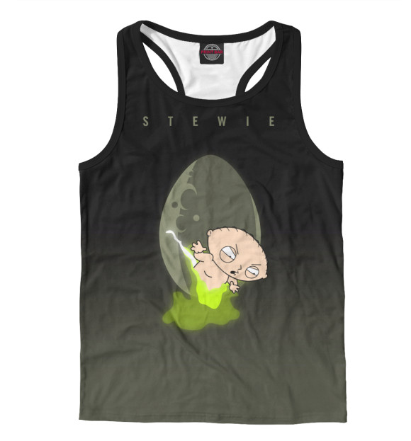 Мужская майка-борцовка с изображением Stewie Griffin Alien цвета Белый