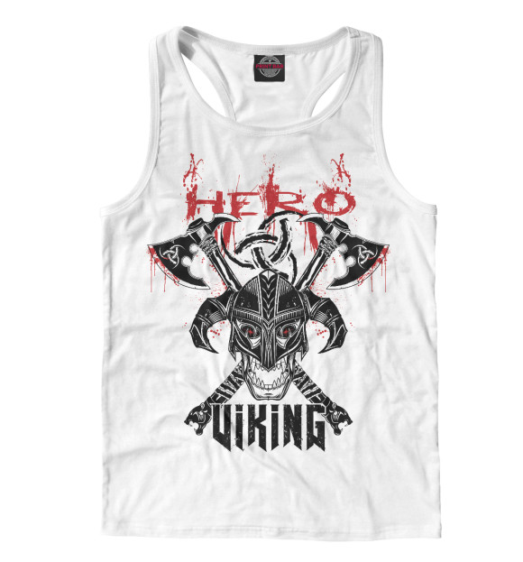 Мужская майка-борцовка с изображением Викинг цвета Белый