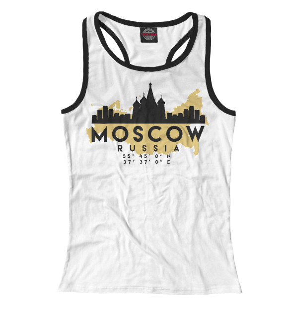 Женская майка-борцовка с изображением Москва (Россия) цвета Белый