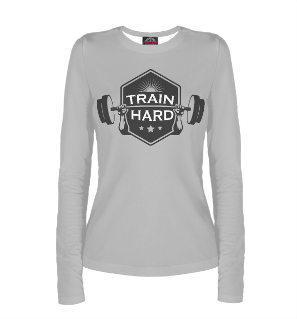 Женский лонгслив с изображением Train hard цвета Белый