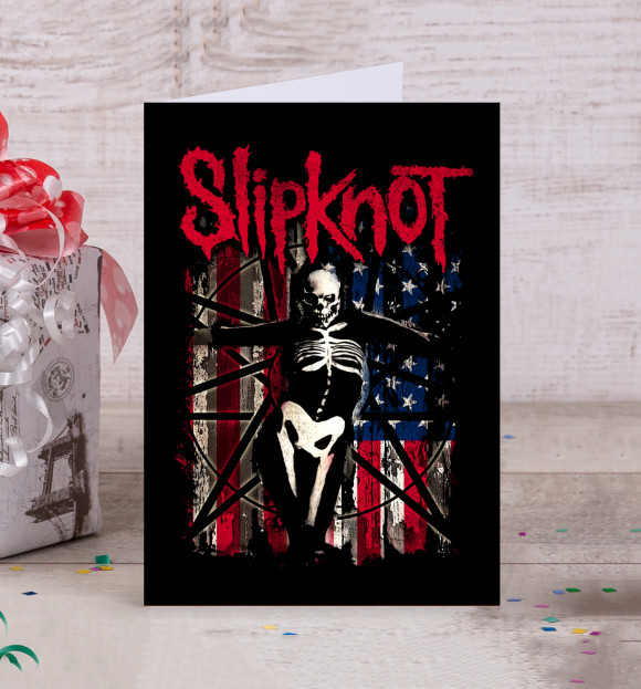 Открытка с изображением Slipknot цвета Белый