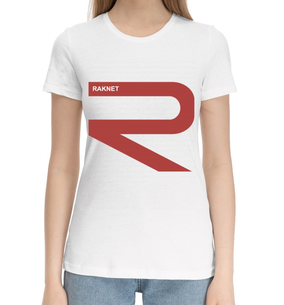 Женская хлопковая футболка с изображением RAKNET ORIGINAL WHITE цвета Белый