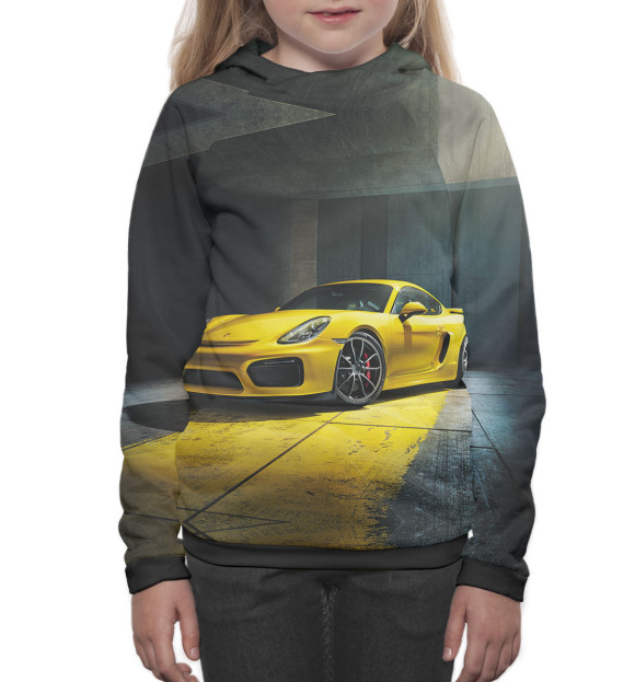 Худи для девочки с изображением Porsche цвета Белый