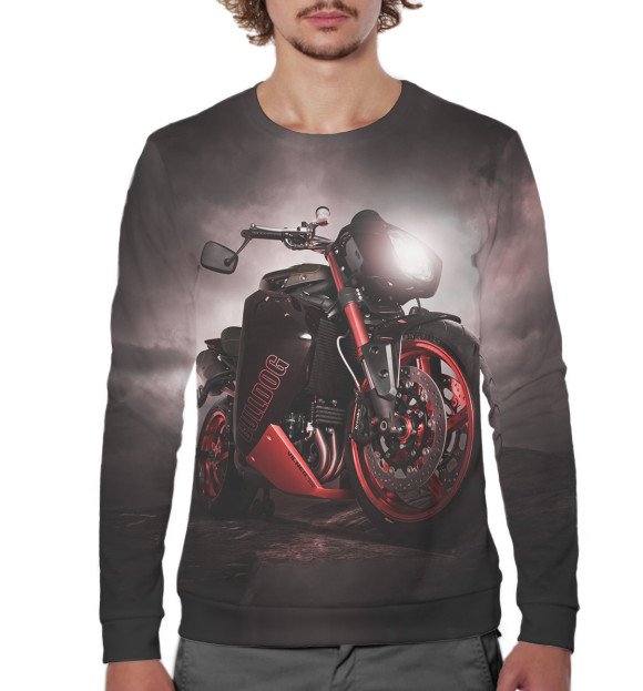 Мужской свитшот с изображением Мотоцикл цвета Белый