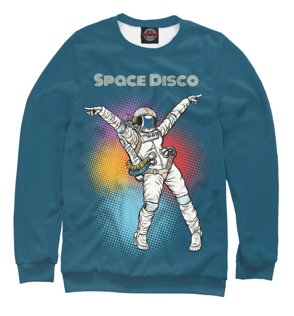 Мужской свитшот с изображением Космическое диско цвета Белый