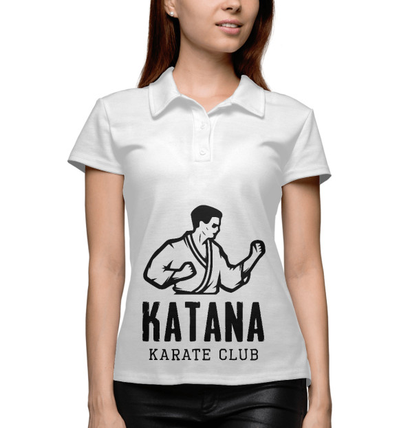 Женское поло с изображением Karate club цвета Белый