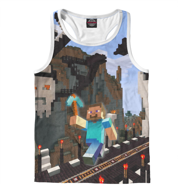 Мужская майка-борцовка с изображением Minecraft цвета Белый