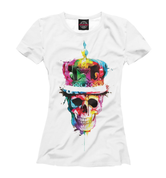 Женская футболка с изображением Skull in crown цвета Белый