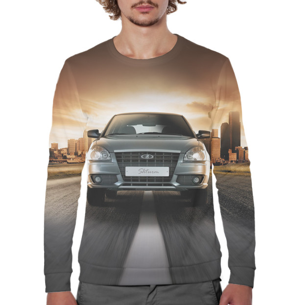 Мужской свитшот с изображением LADA Priora цвета Белый